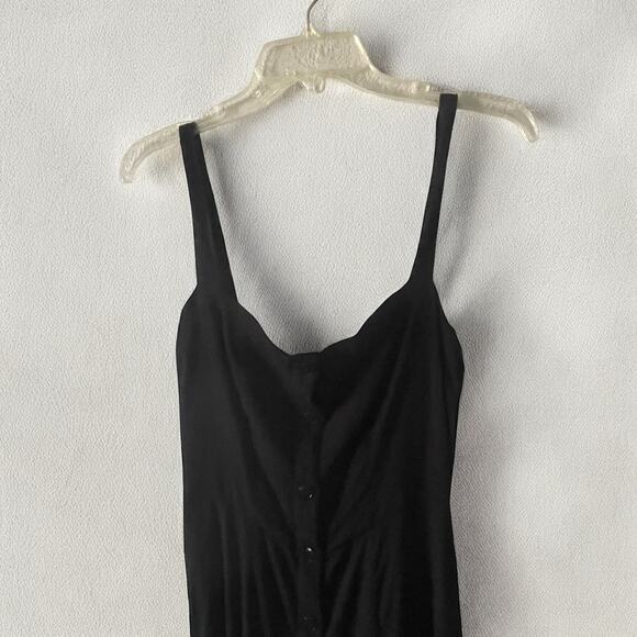 Reformation Della Black Crepe Button Down Crop Wide Leg Jumpsuit Size 4 - Picture 6 of 9